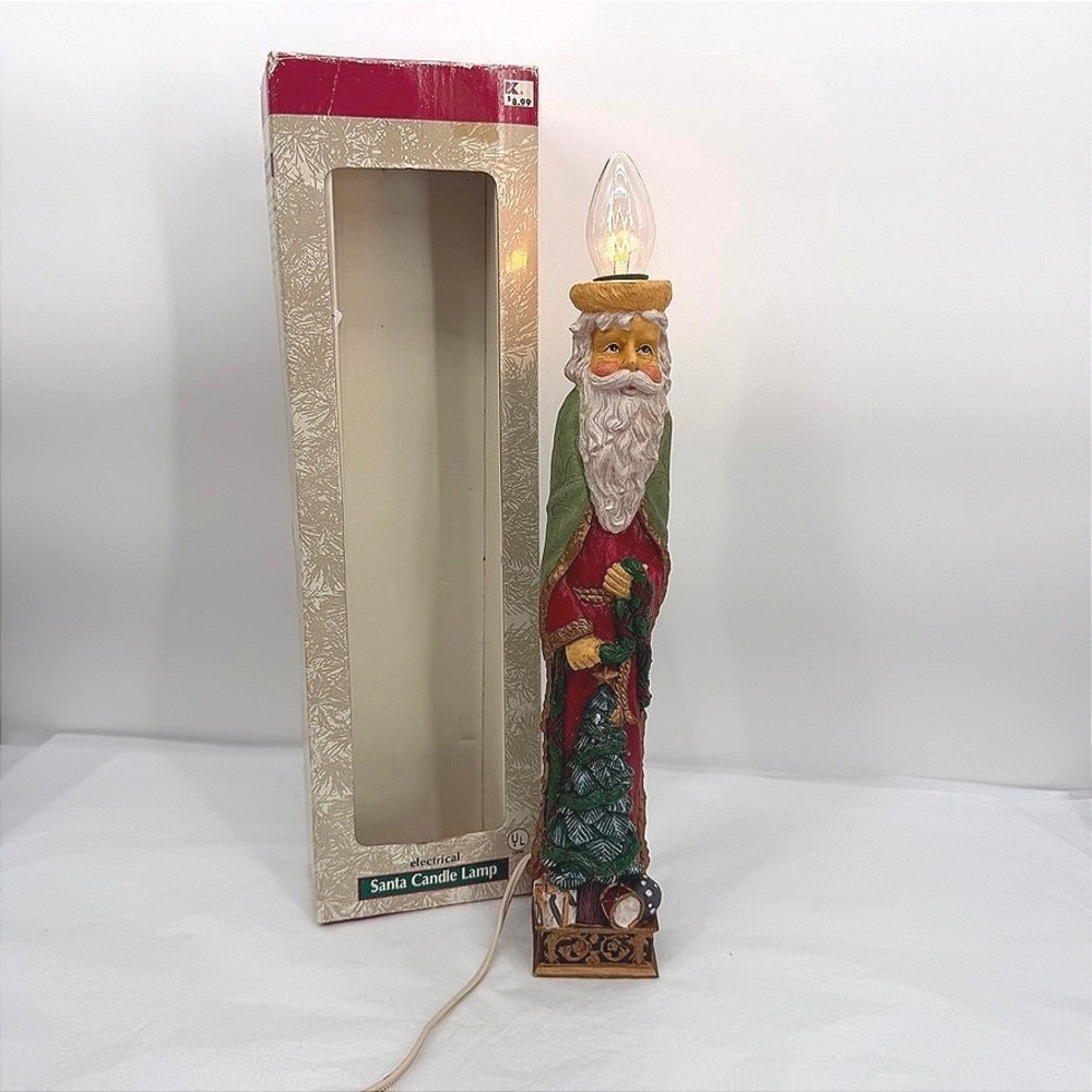 Tall Old World Santa 'Candle' Lamp Electrical Holiday Decor VTG Kmart Christmas